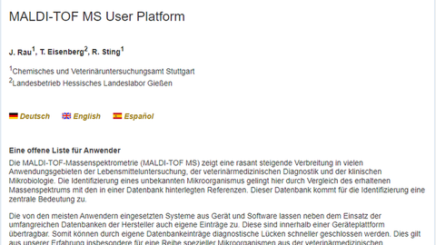 Startseite MALDI-TOF MS User Platform