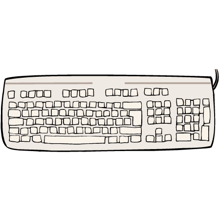 Computer-Tastatur Mit den Tasten kann man den Computer bedienen und Sachen schreiben.
