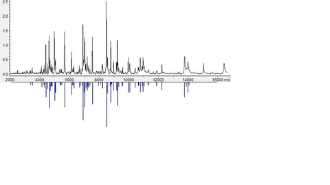 Typisches Massenspektrum und daraus berechnetes reduziertes Spektrum
